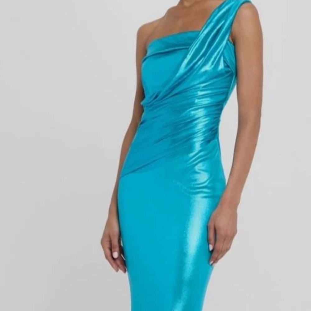 Chiara Boni Strapless Turquoise Dress